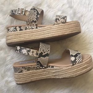 Snake Print Espadrille Flatform Sandals